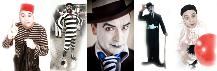 silent clown mime characters